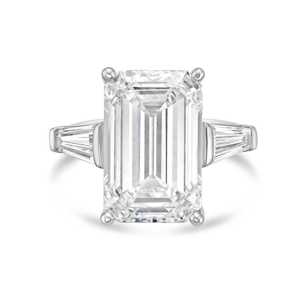 Lab-Grown Emerald-Cut Ring with Baguettes