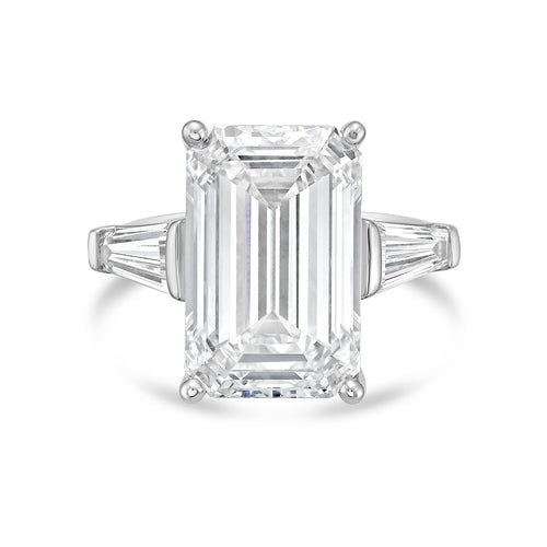 Lab-Grown Emerald-Cut Ring with Baguettes