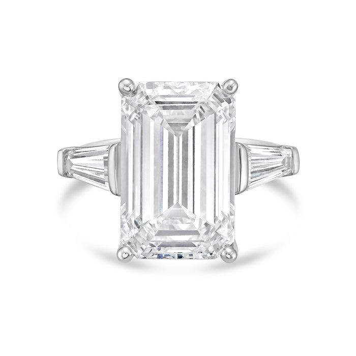 Lab-Grown Emerald-Cut Ring with Baguettes