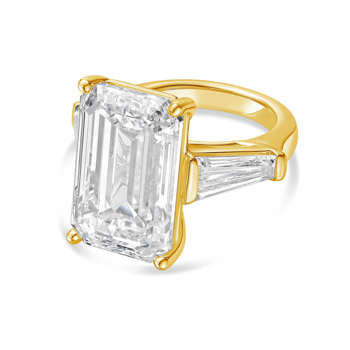 Lab-Grown Emerald-Cut Ring with Baguettes