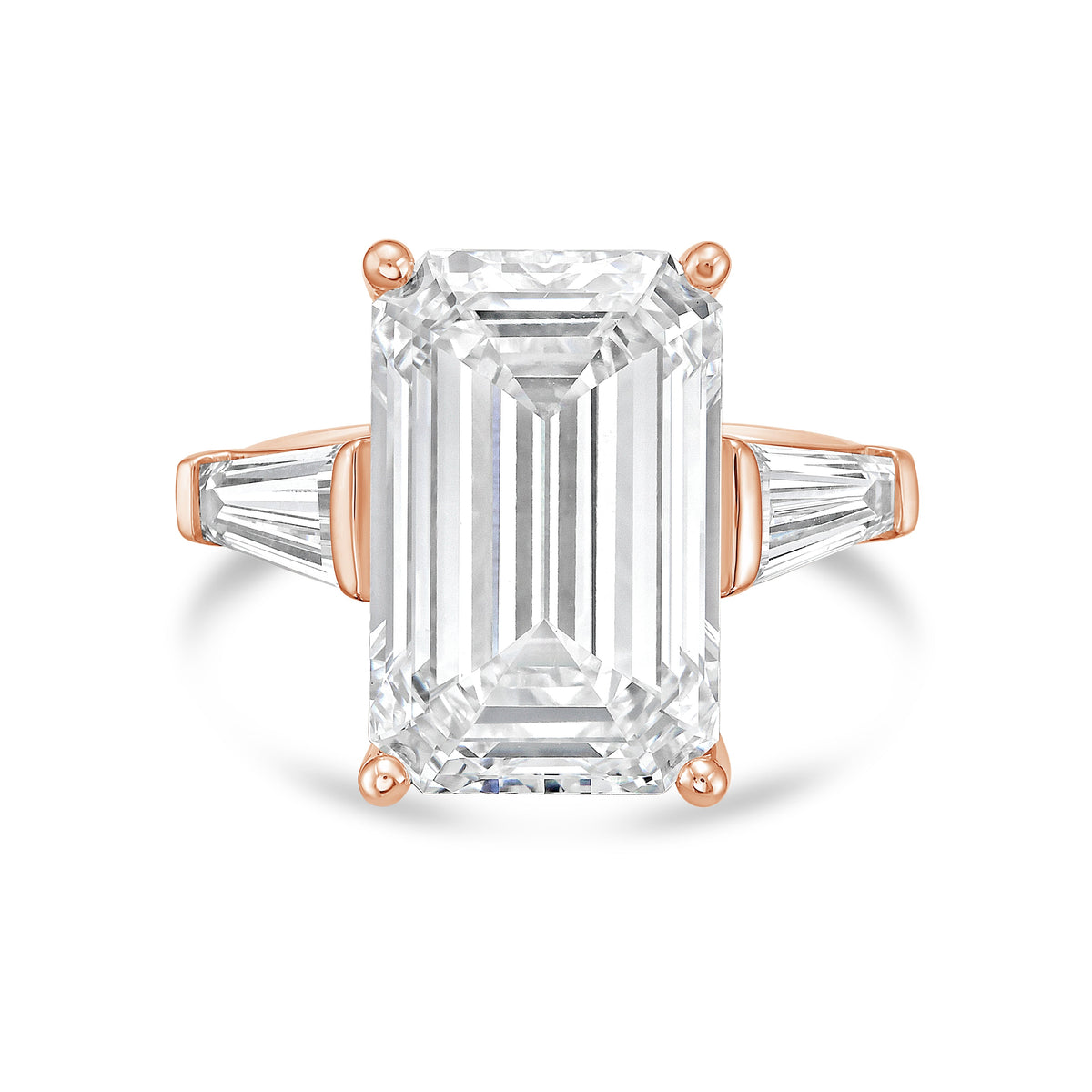 Lab-Grown Emerald-Cut Ring with Baguettes