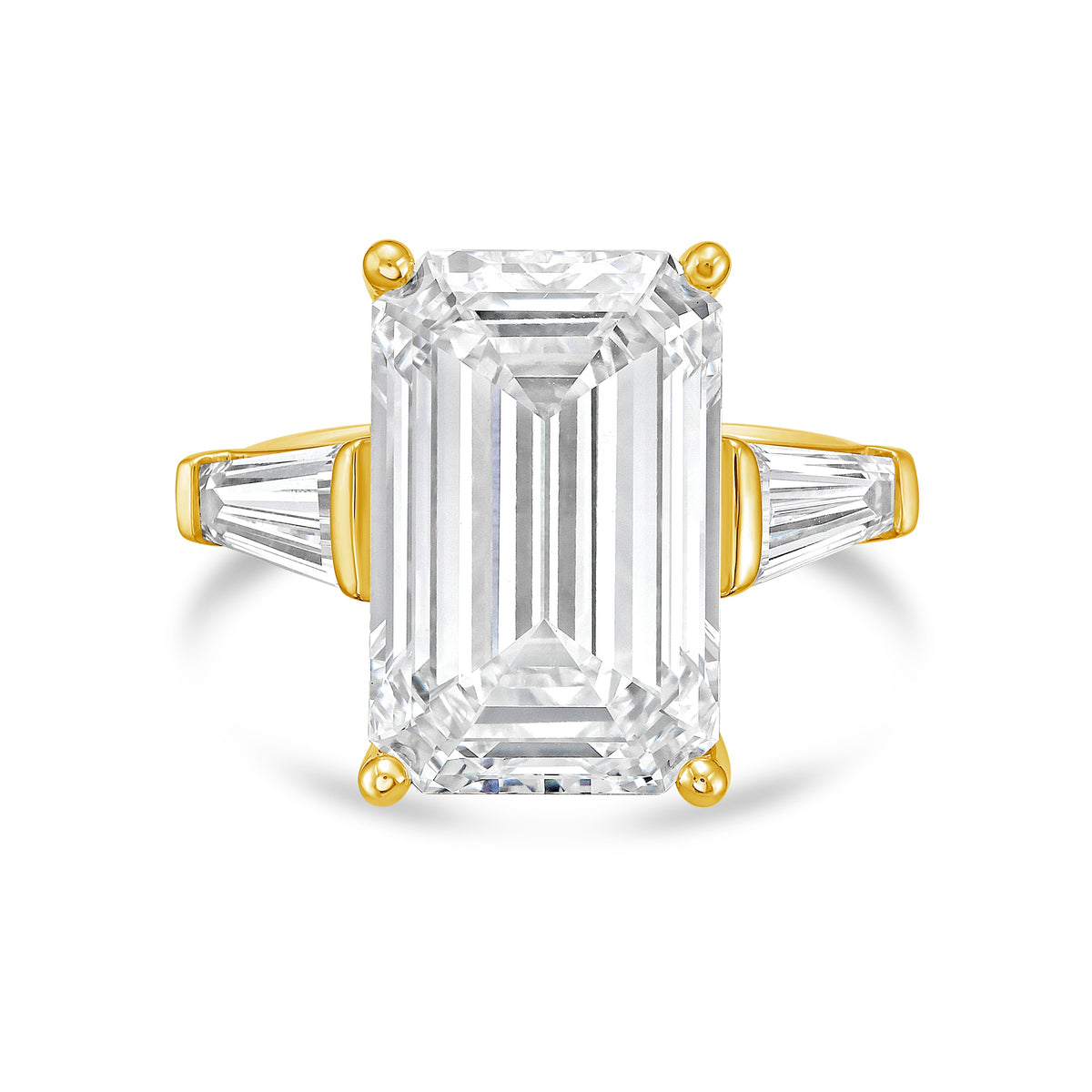 Lab-Grown Emerald-Cut Ring with Baguettes