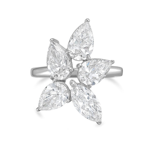 Lab Grown Multi-Cut Diamond Cluster Ring, 18K Gold