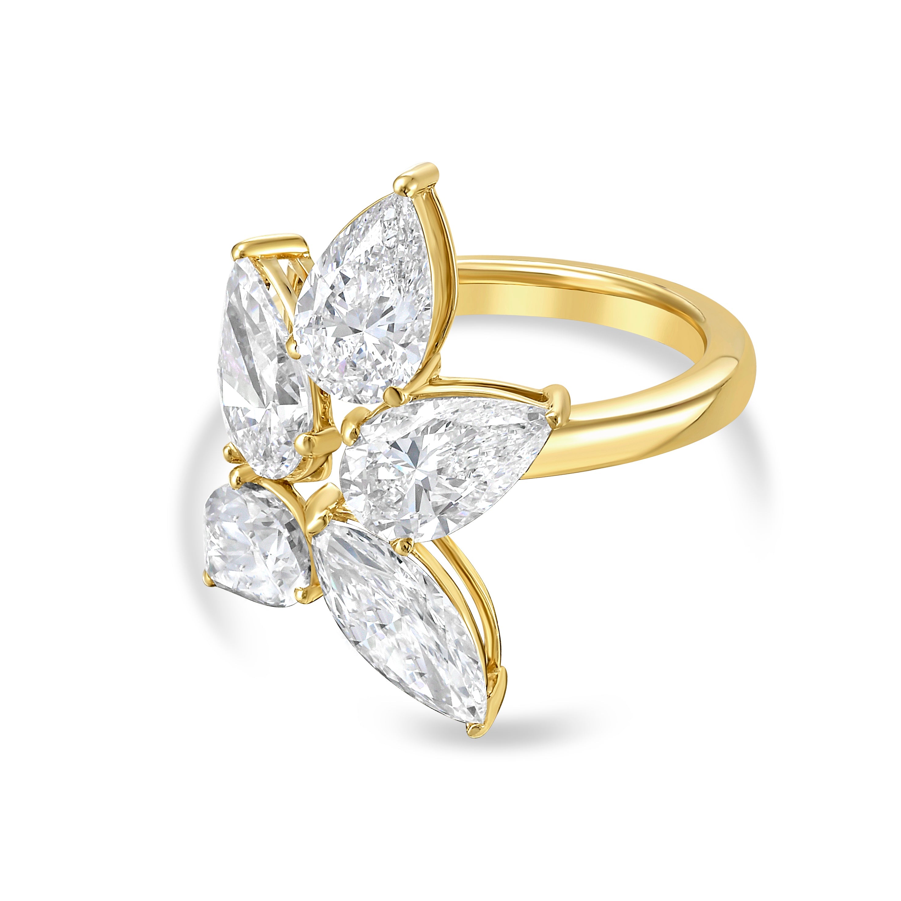 Lab Grown Multi-Cut Diamond Cluster Ring, 18K Gold