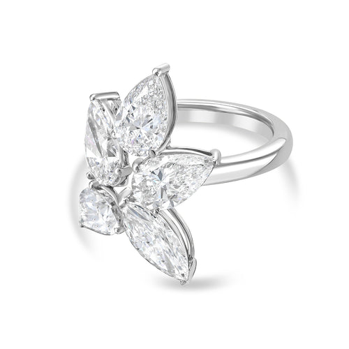 Lab Grown Multi-Cut Diamond Cluster Ring, 18K Gold