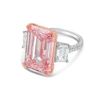 Lab-Grown Pink Emerald Cut Three Stone Ring