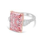 Lab-Grown Pink Radiant Diamond Ring with Heart Sides