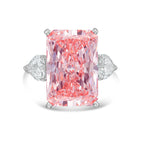 Lab-Grown Pink Radiant Diamond Ring with Heart Sides