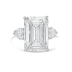 Lab-Grown Emerald Diamond Ring With Hearts On Sides