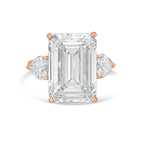 Lab-Grown Emerald Diamond Ring With Hearts On Sides