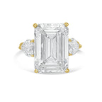 Lab-Grown Emerald Diamond Ring With Hearts On Sides