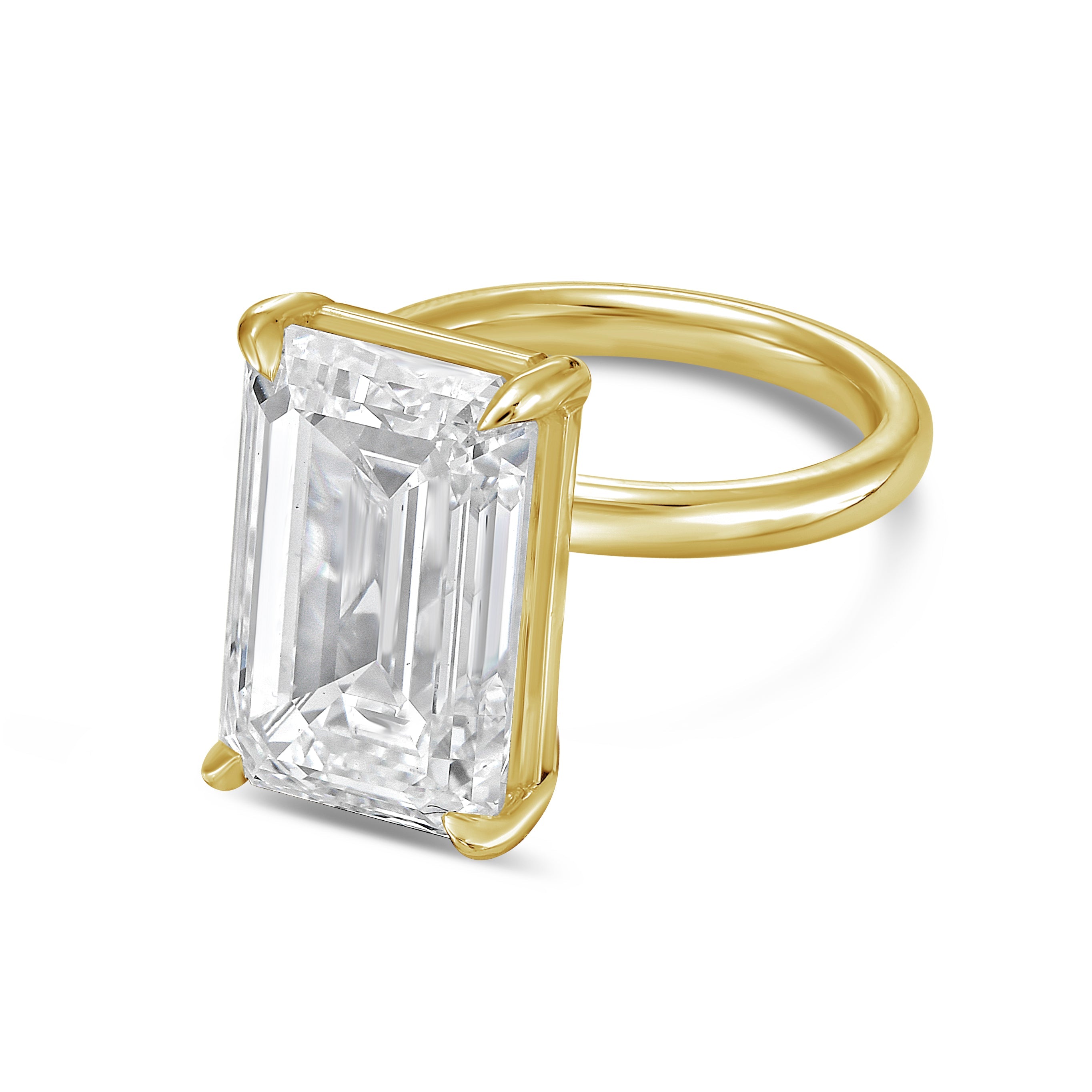 Lab-Grown Emerald-Cut Diamond Solitaire Ring, 18k Gold
