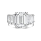 Lab-Grown Emerald-Cut Ring with Emerald-Cut Trapezoids
