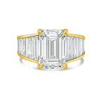 Lab-Grown Emerald-Cut Ring with Emerald-Cut Trapezoids