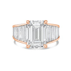 Lab-Grown Emerald-Cut Ring with Emerald-Cut Trapezoids