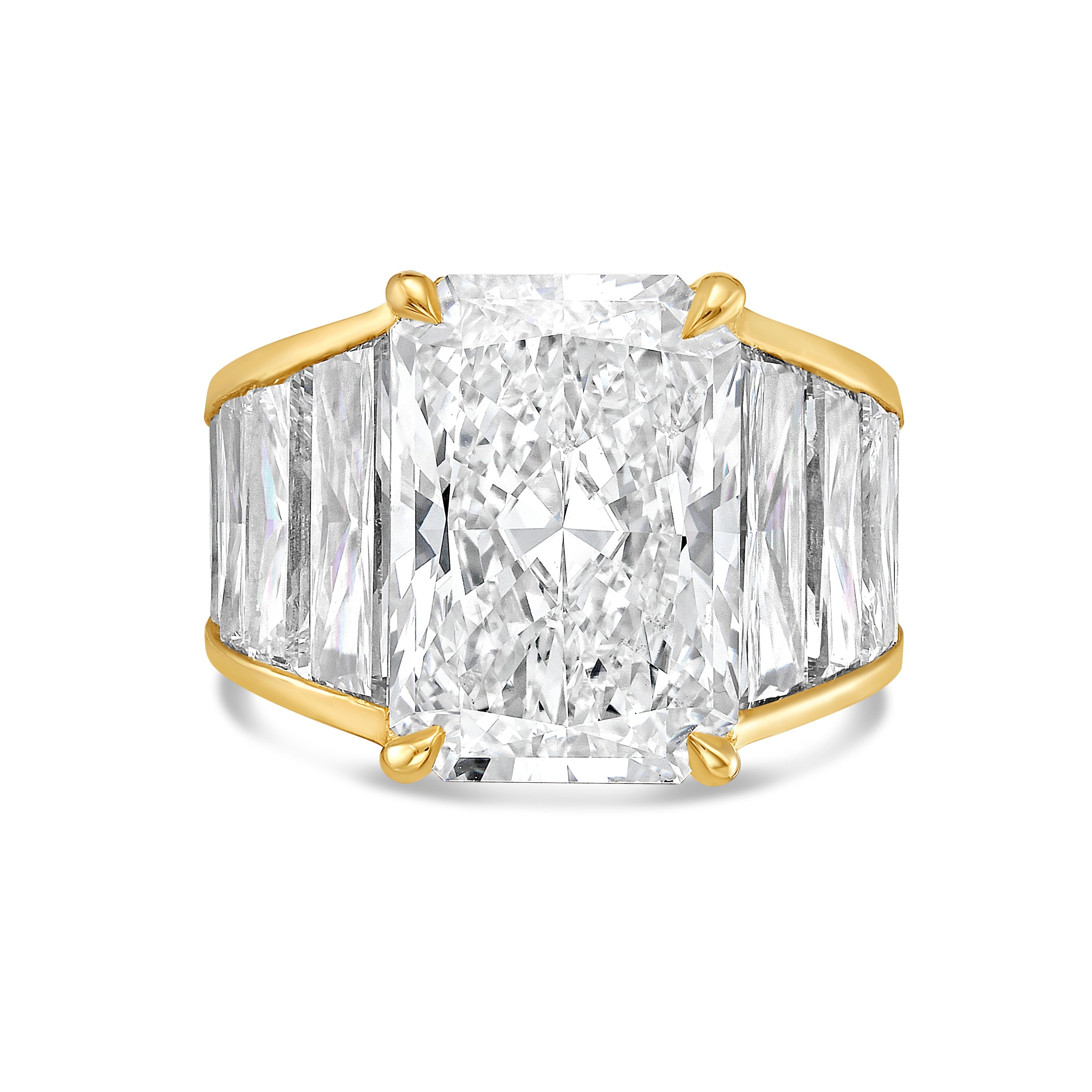 Lab Grown Radiant Ring with Radiant Trapezoids