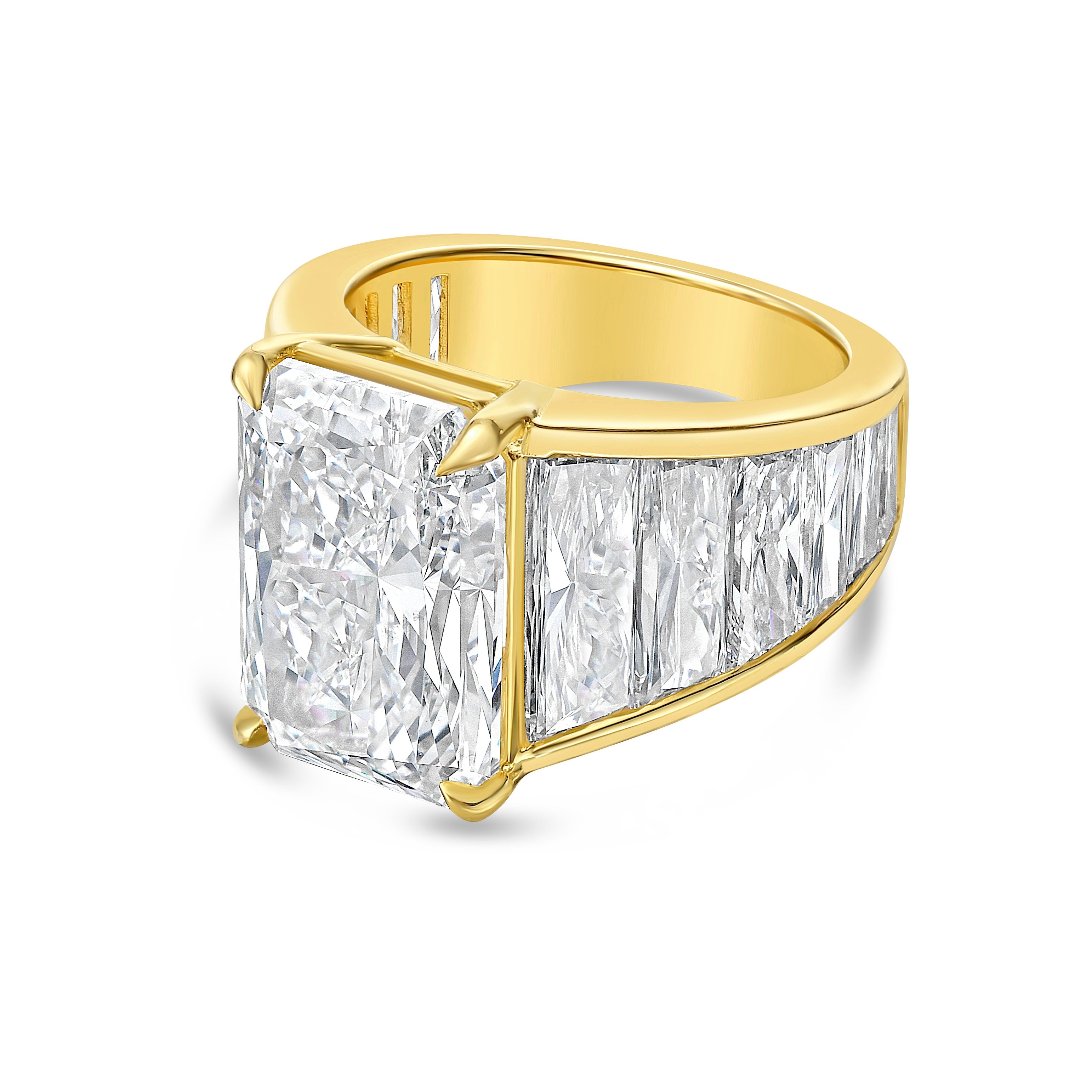 Lab Grown Radiant Ring with Radiant Trapezoids
