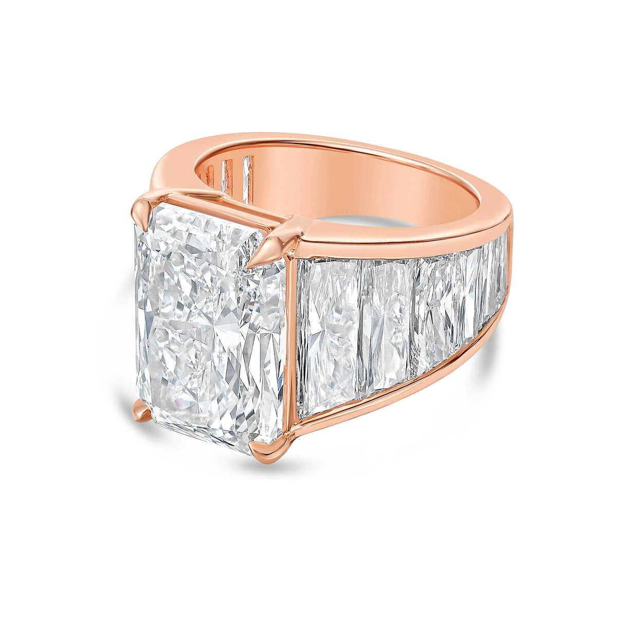 Lab Grown Radiant Ring with Radiant Trapezoids