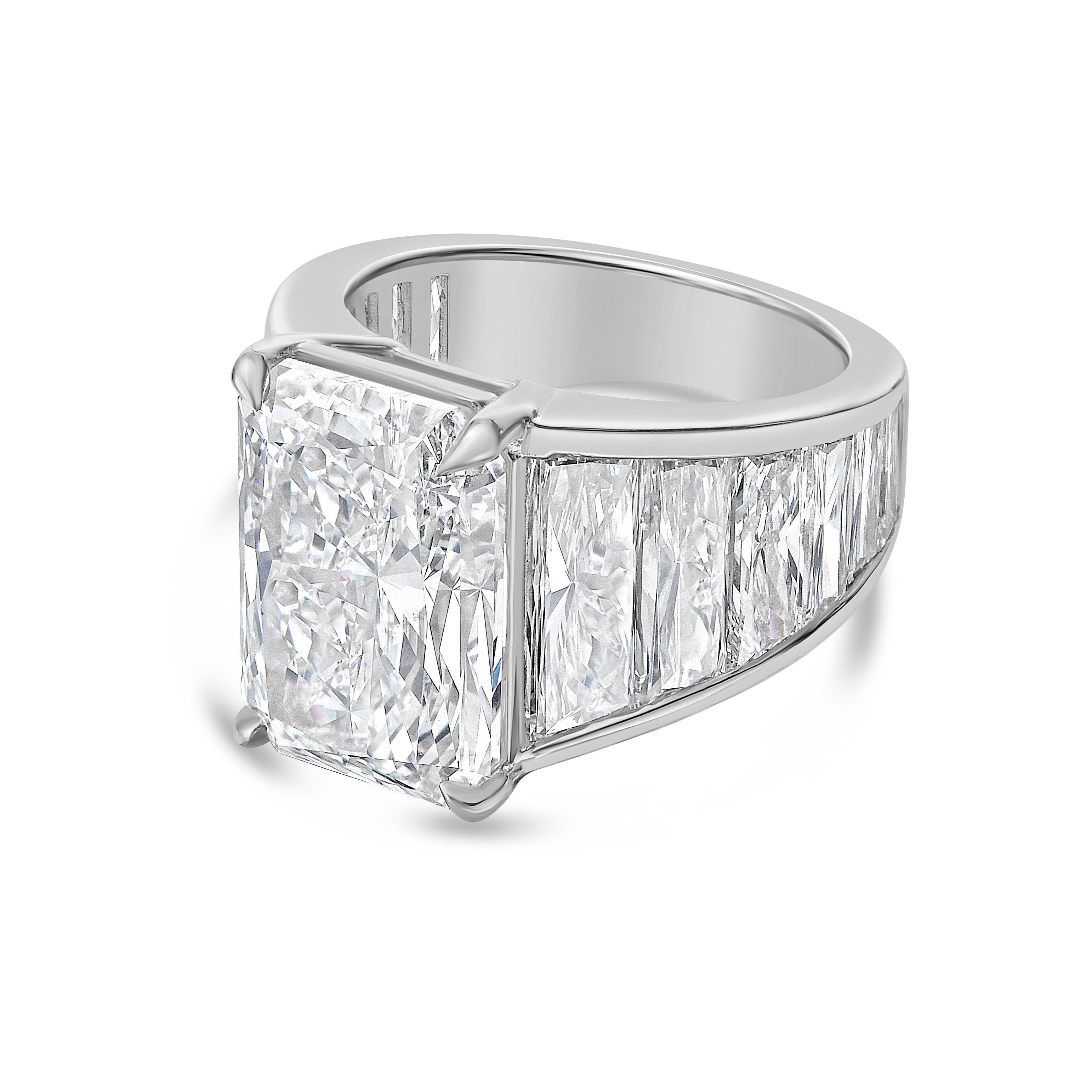Lab Grown Radiant Ring with Radiant Trapezoids