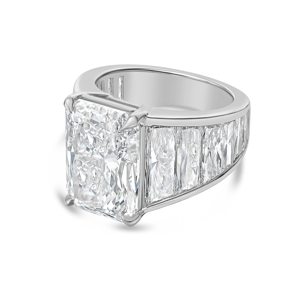 Lab Grown Radiant Ring with Radiant Trapezoids