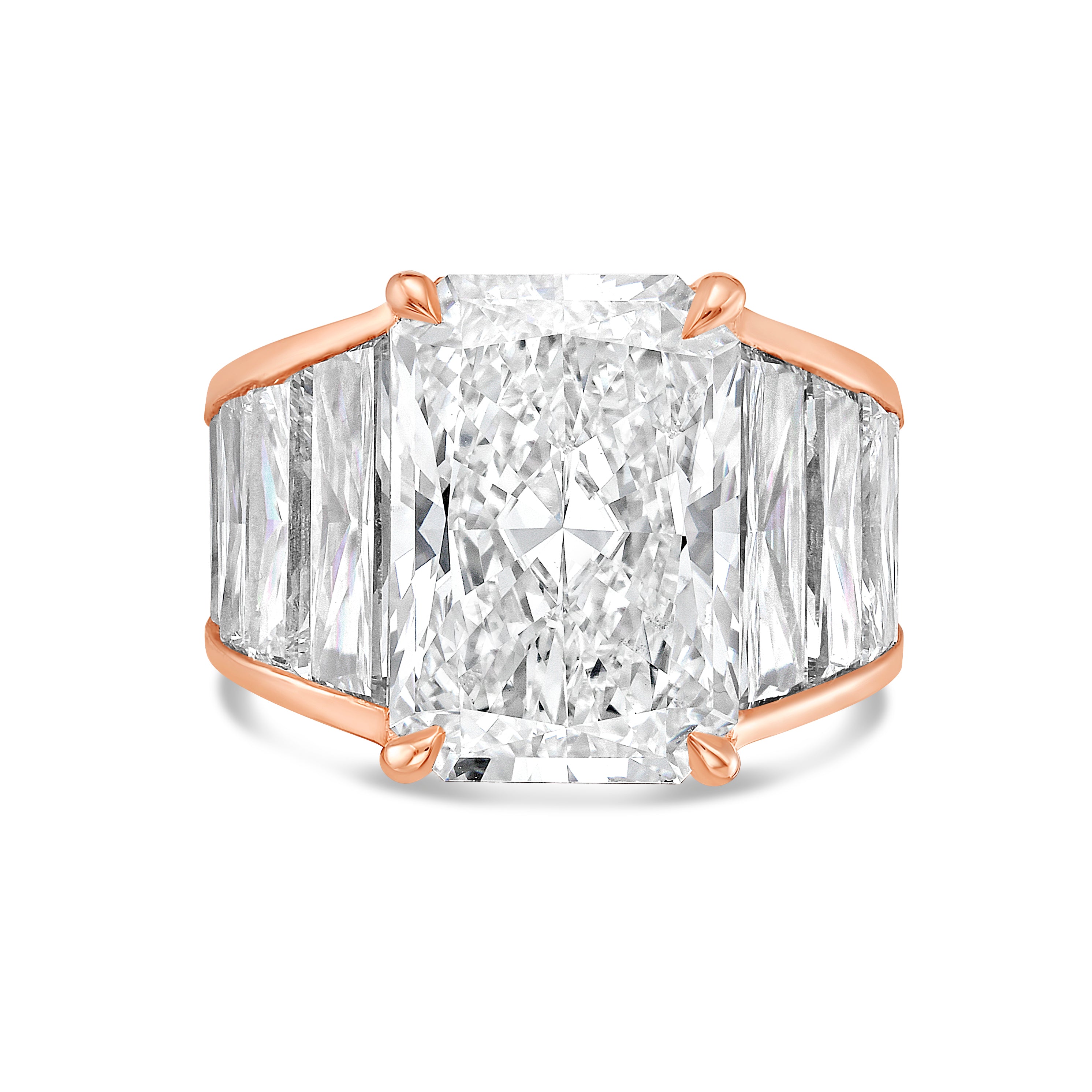 Lab Grown Radiant Ring with Radiant Trapezoids
