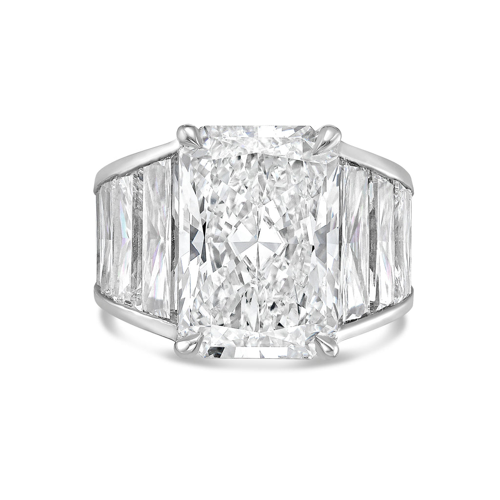 Lab Grown Radiant Ring with Radiant Trapezoids