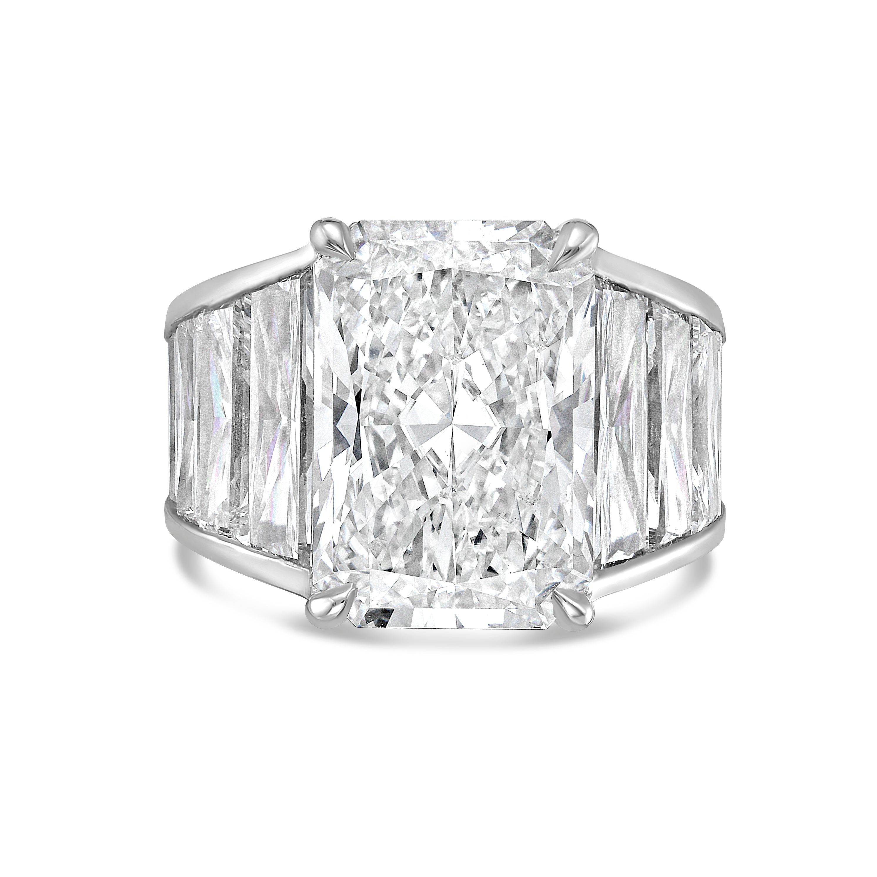 Lab Grown Radiant Ring with Radiant Trapezoids