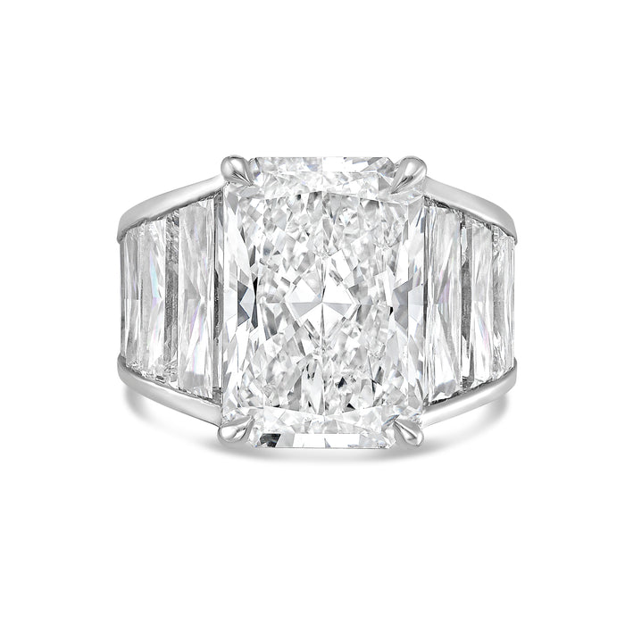 Lab Grown Radiant Ring with Radiant Trapezoids
