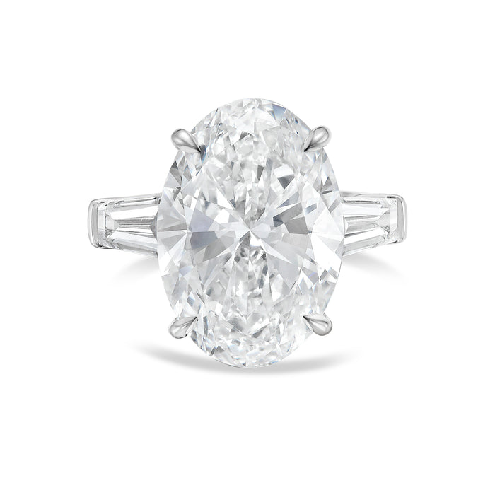 Lab-Grown Oval Diamond Ring with Baguettes, 18K Gold