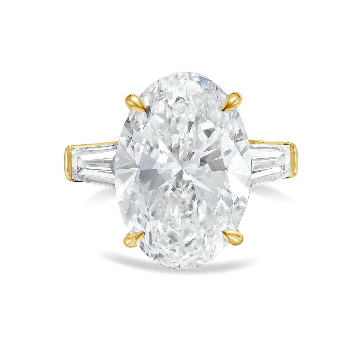 Lab-Grown Oval Diamond Ring with Baguettes
