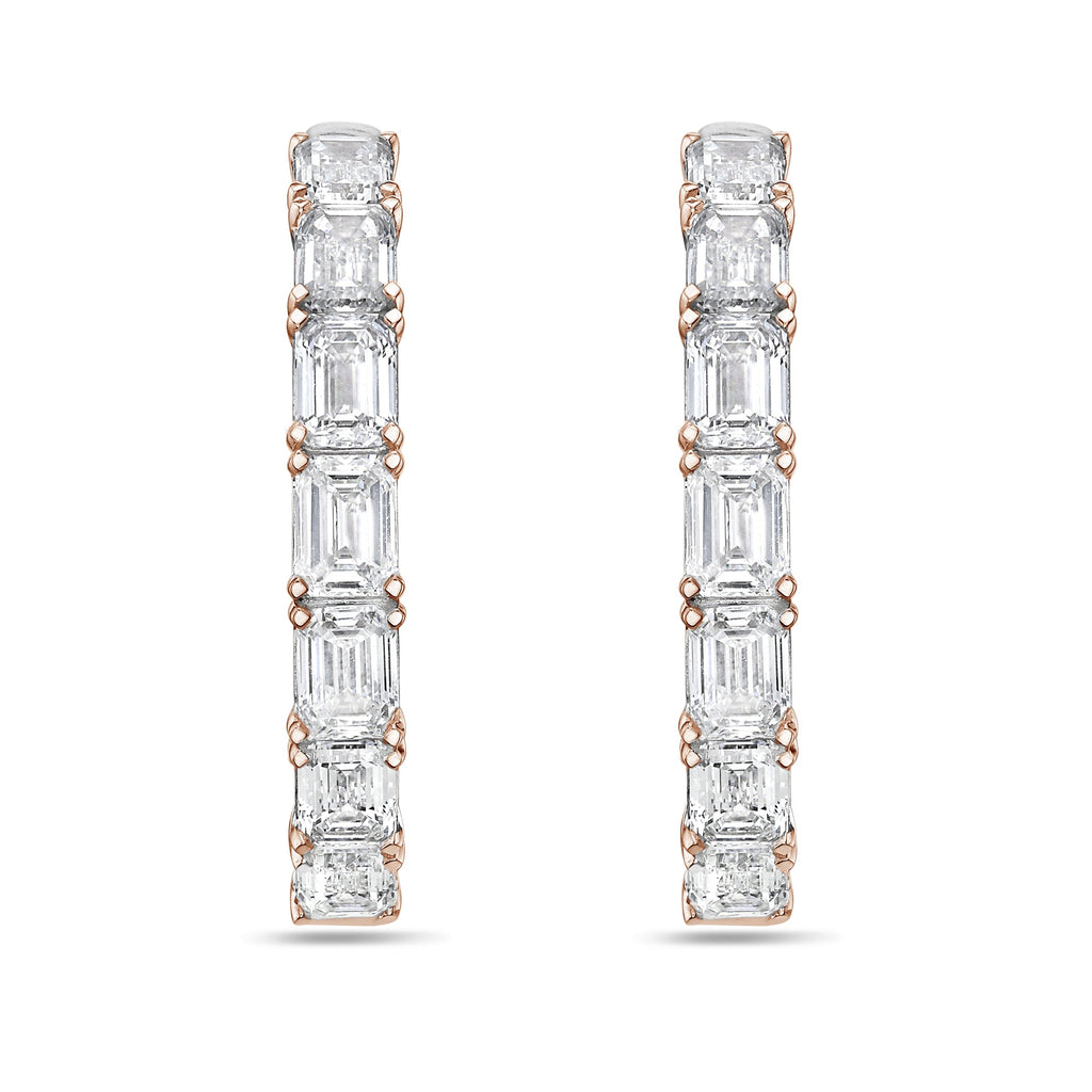 Lab Grown Emerald Diamond Hoop Earrings - 1.75"