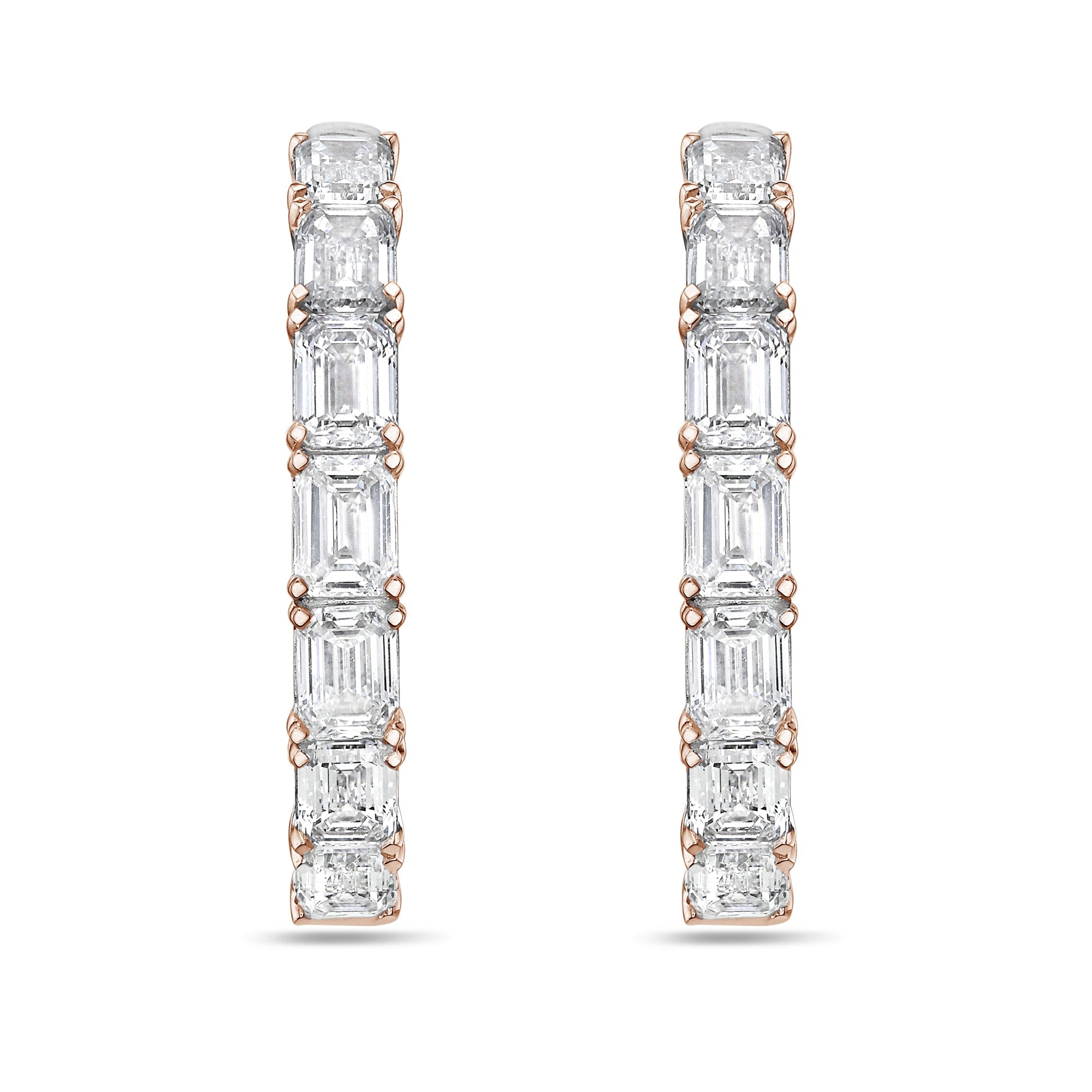 Lab Grown Emerald Diamond Hoop Earrings - 1.75"
