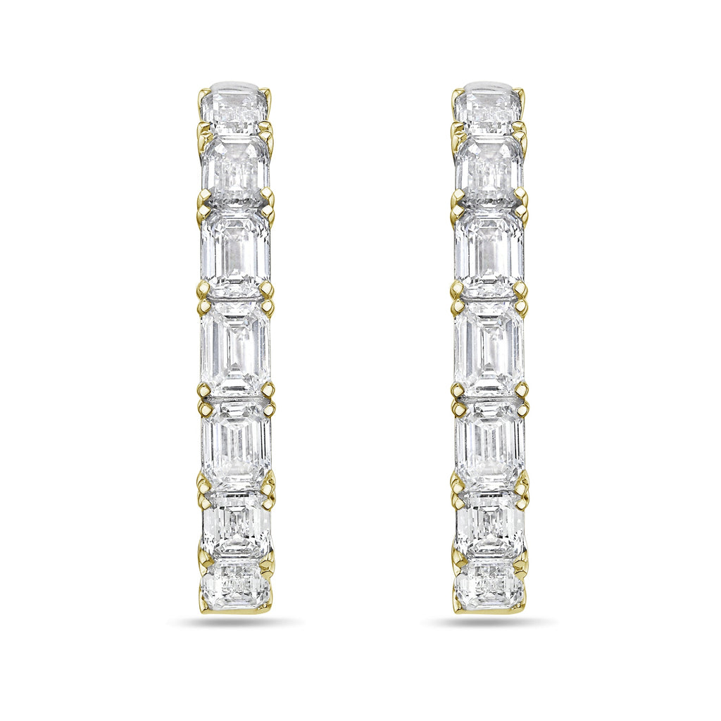 Lab Grown Emerald Diamond Hoop Earrings - 1.75"