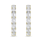 Lab Grown Emerald Diamond Hoop Earrings - 1.75"