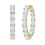 Lab Grown Emerald Diamond Hoop Earrings - 1.75"