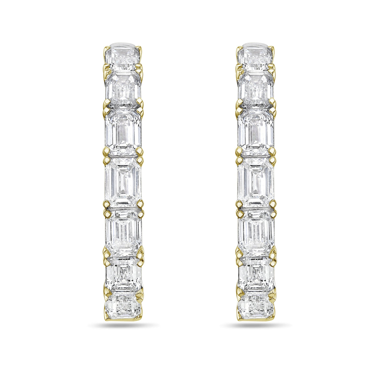Lab Grown Emerald Diamond Hoop Earrings - 1.75"