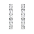 Lab Grown Emerald Diamond Hoop Earrings - 1.75"