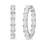 Lab Grown Emerald Diamond Hoop Earrings - 1.75"