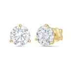Lab-Grown Martini Round Diamond Studs, 3-Prong, 14K Gold