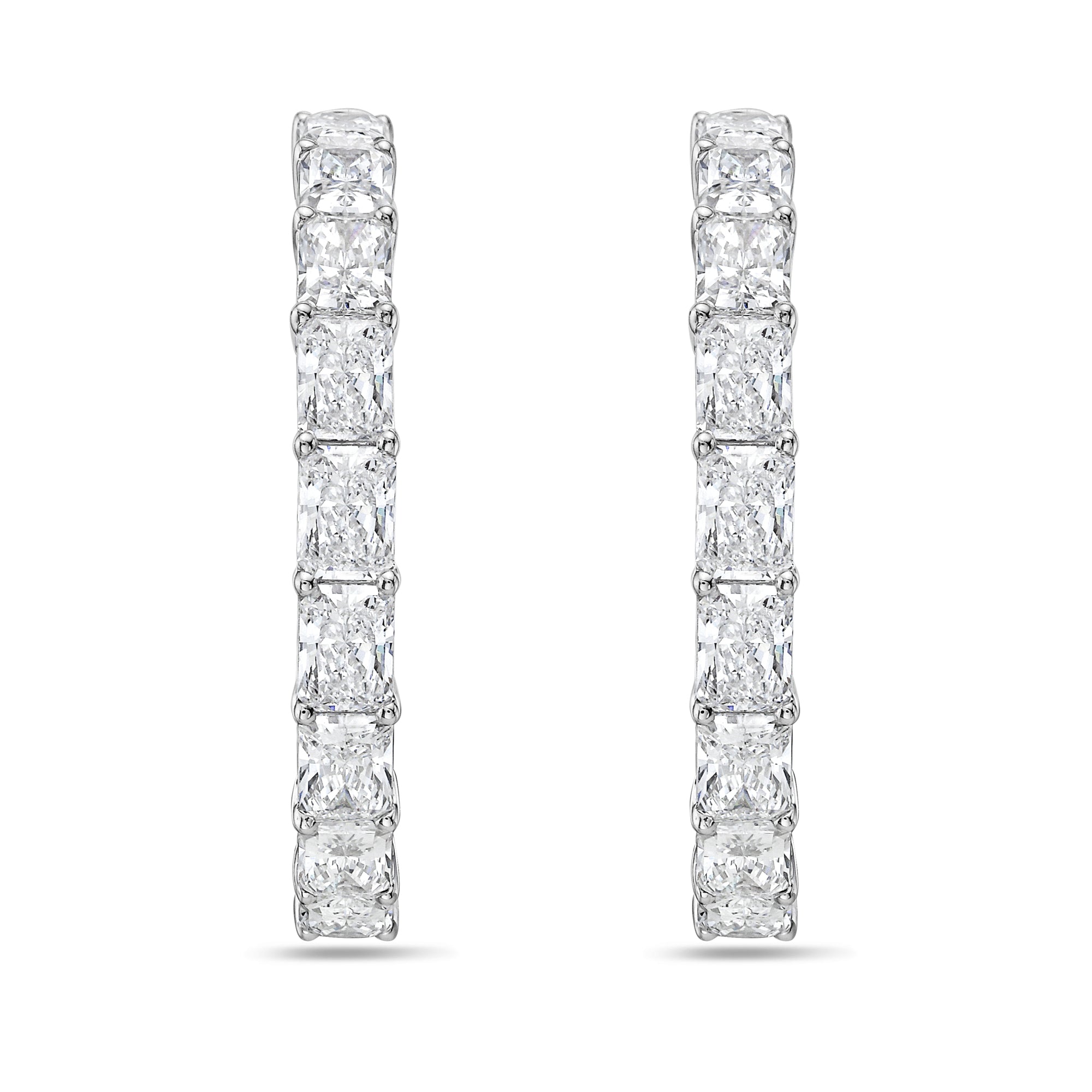 Lab Grown Radiant Diamond Hoop Earrings - 1.50"