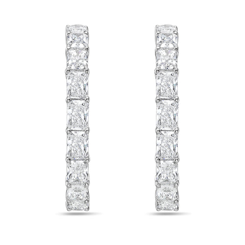 Lab Grown Radiant Diamond Hoop Earrings - 1.50"