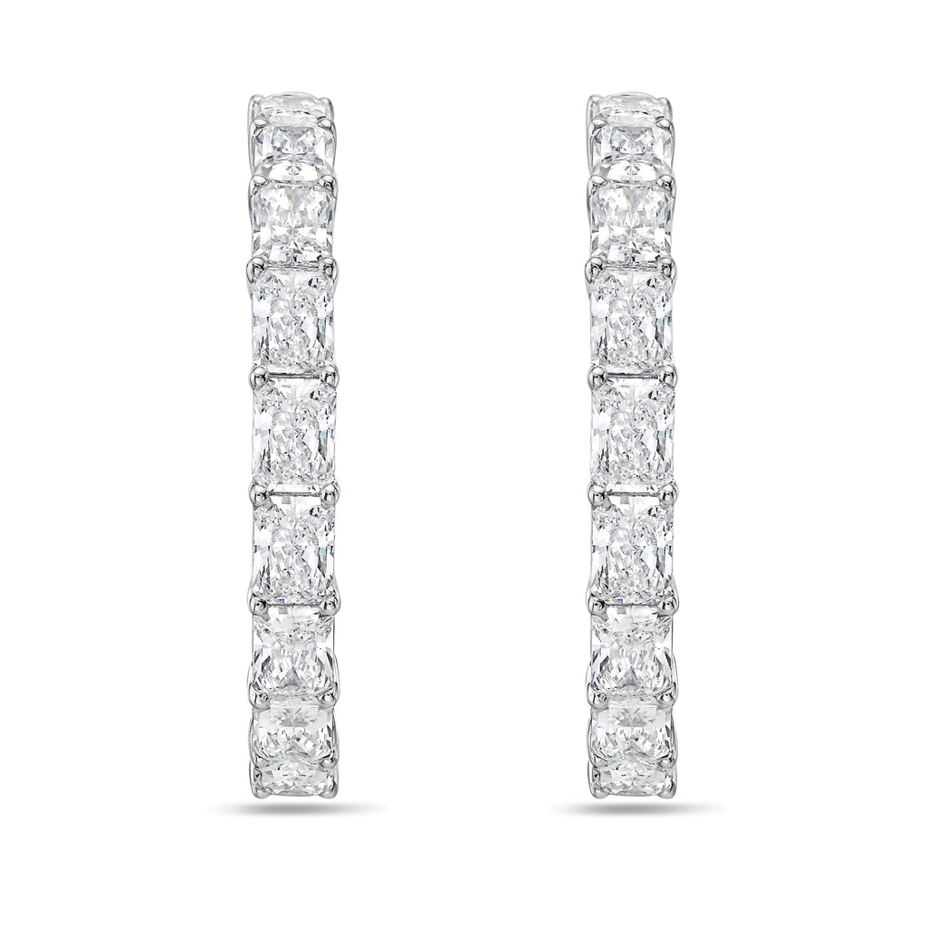 Lab Grown Radiant Diamond Hoop Earrings - 1.50"