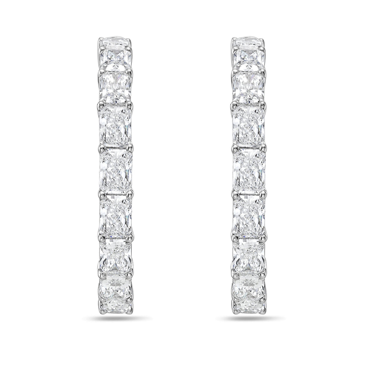 Lab Grown Radiant Diamond Hoop Earrings - 1.50"