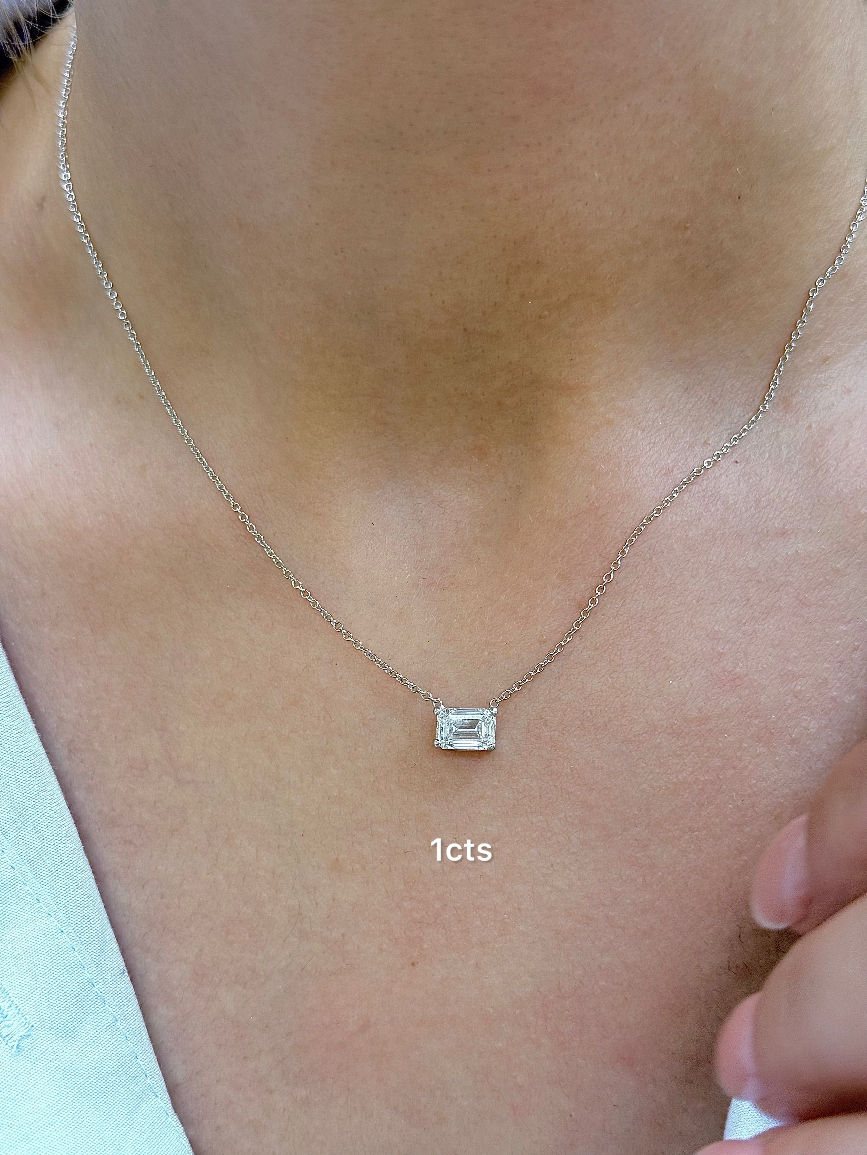 Lab Grown Diamond East-West Emerald Diamond Pendant