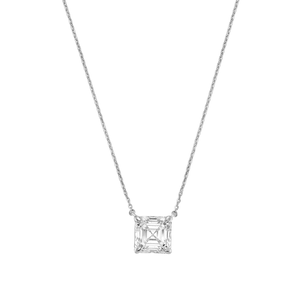Lab-Grown Diamond East West Asscher Pendant, 18K Gold