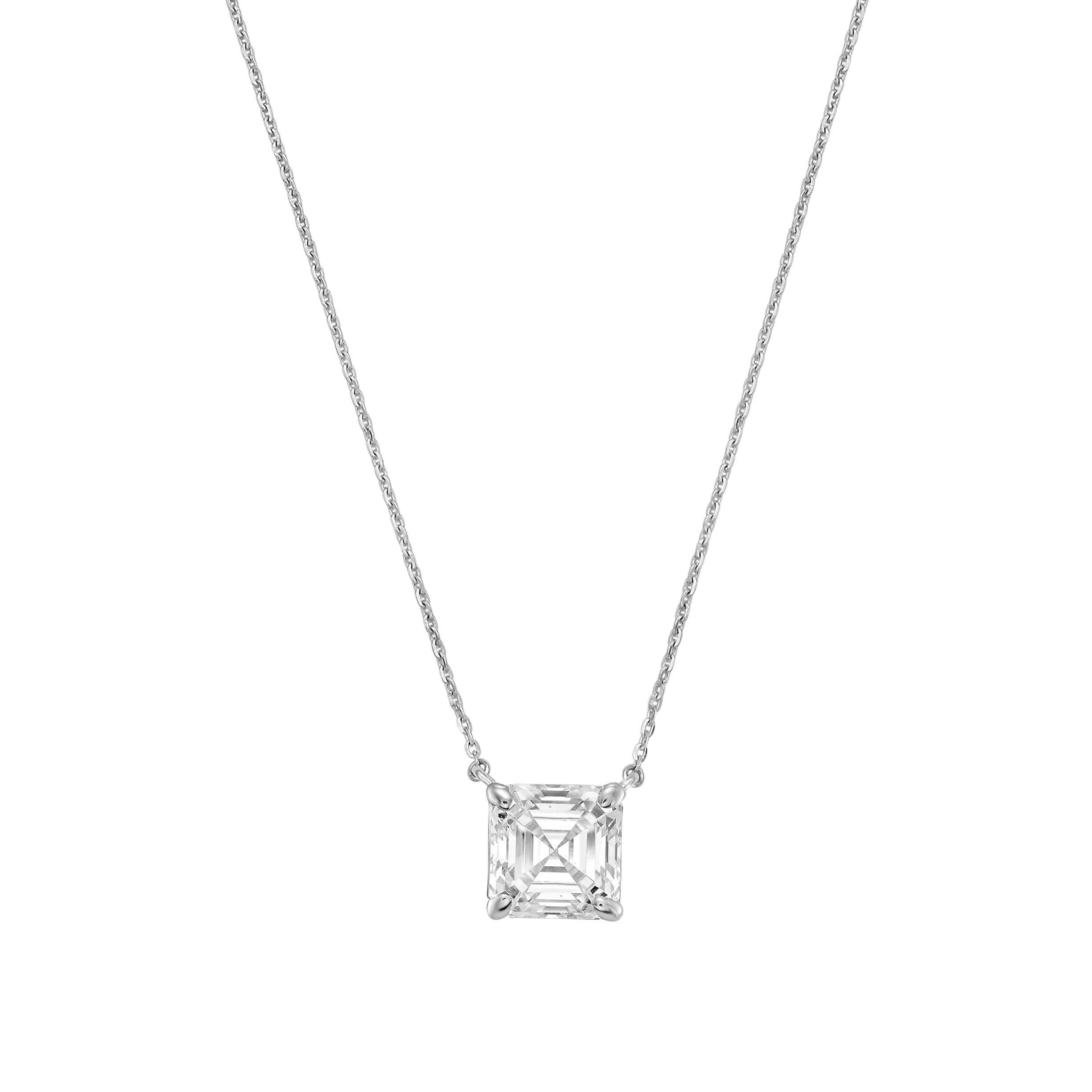 Lab-Grown Diamond East West Asscher Pendant, 18K Gold