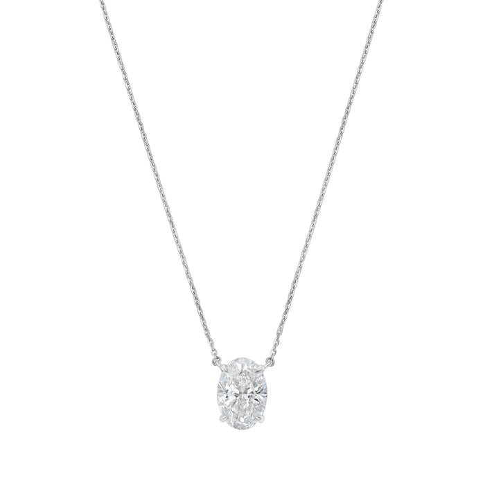 Lab-Grown Oval Diamond Solitaire Pendant Necklace, 4-Prong