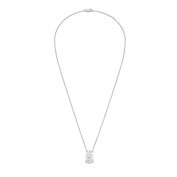 Lab-Grown Pear Diamond Solitaire Pendant, 14k Gold
