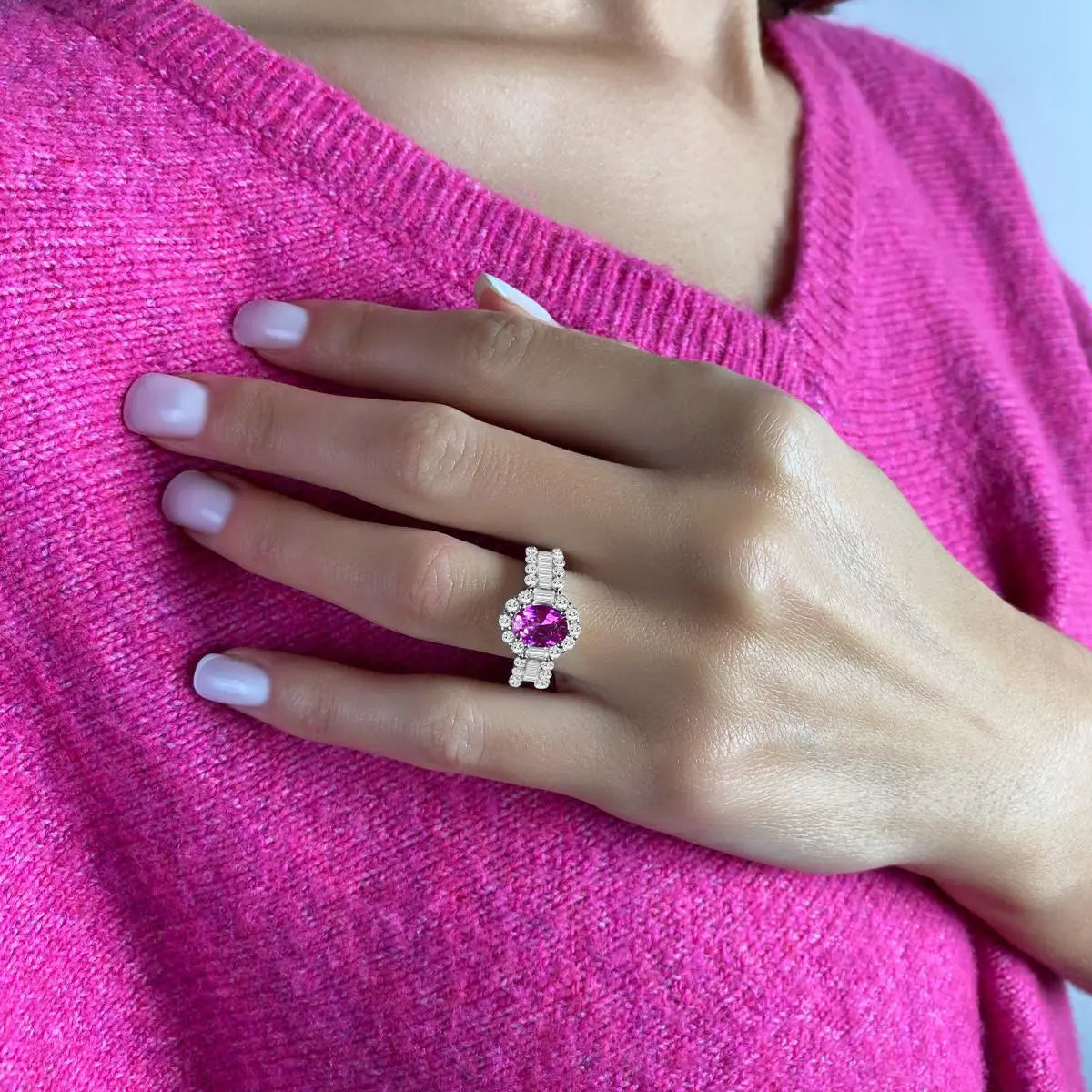 Edith Cocktail Ring in Pink Sapphire