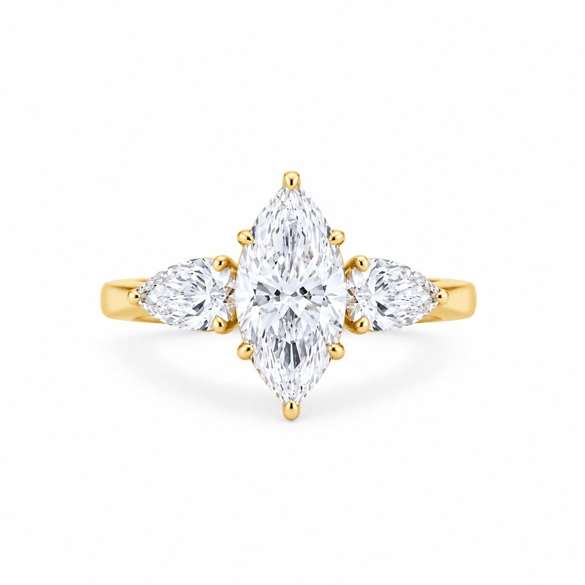 Lab-Grown Three Stone Marquise Diamond Engagement Ring